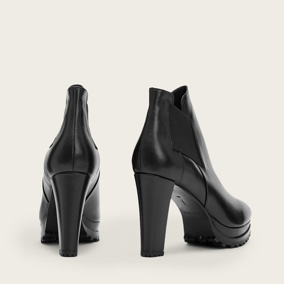 NEW All Saints Sarris Black Leather Platform Chunky Ankle Booties Size 9 - Picture 10 of 11